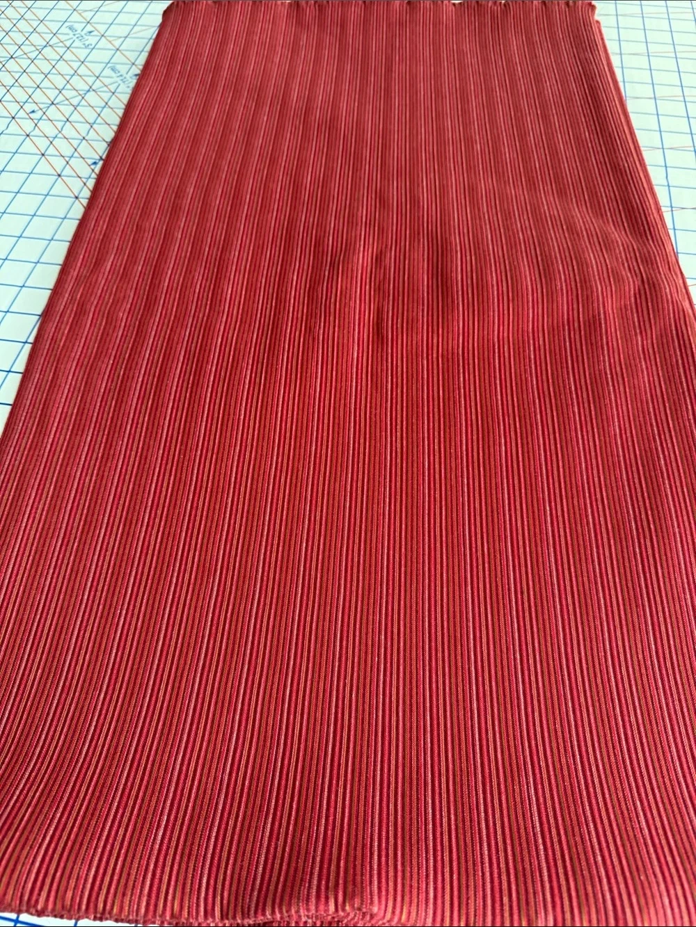 Vintage 1970s Ribbed Knit Fabric Rust/Red Stripe 3.5 Yards x 58” Heavy Stretch